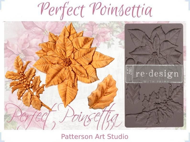 NEW! PERFECT POINSETTIA - Holiday Silicone Mold - Redesign With Prima Mould - 5"x8"