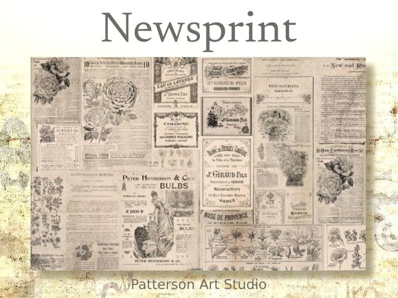 Vintage Newsprint paper -Redesign with Prima - Decoupage tissue Paper - NEWSPRINT - 19"x30"