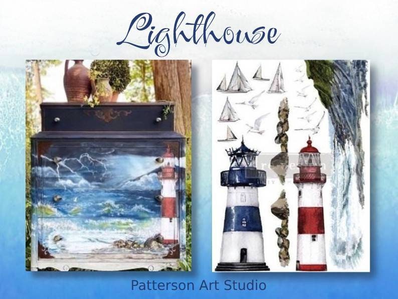 Rub on Furniture Transfer, Lighthouse Ocean Beach Furniture Decal, Redesign with Prima, Lighthouse 24" x 35