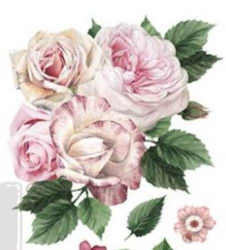 New! - DELICATE ROSES - Redesign with Prima - Rub on Small Transfer for furniture or Decor flower decal