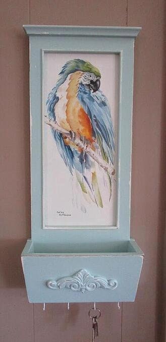 Original painting Parrot in Key and mail Holder by Kelley Patterson