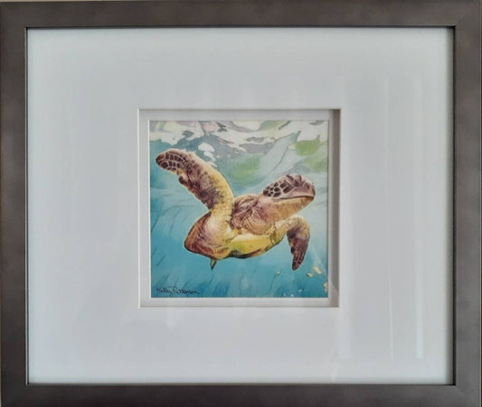 Framed Sea Turtle Print from Original Painting by Artist Kelley Patterson Signed by the Artist and Framed. Ships for free.