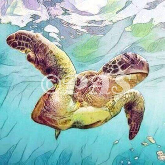 Sea Turtle Print from Original Painting by Artist Kelley Patterson Signed by the Artist. Ships for free.
