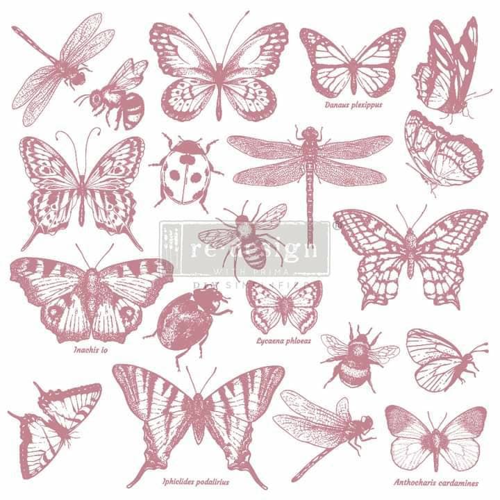 Redesign with Prima 12 x12 Clear Cling Decor Stamp - Monarch Collection