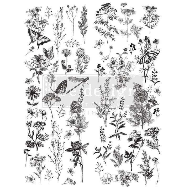 Rub on Furniture Transfer, Furniture Decal, Redesign with Prima,  Spring Meadow Life  22" x30"