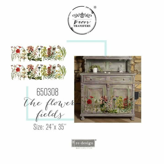 New! Rub on Furniture Transfer, Furniture Decal, Redesign with Prima, The Flower Fields 24" x35"