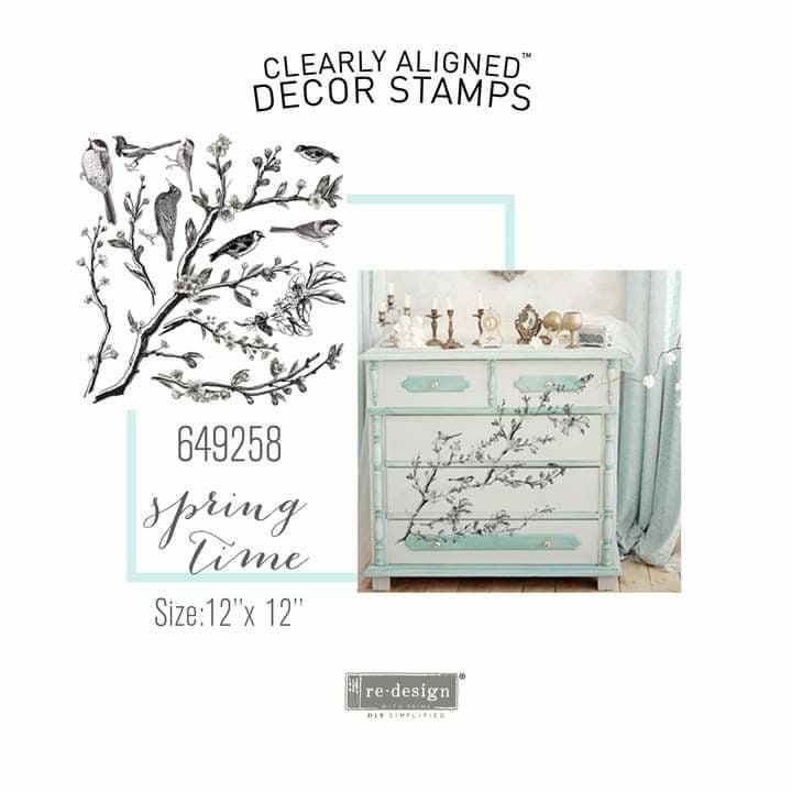 Redesign with Prima 12 x12 Clear Cling Decor Stamp - Springtime