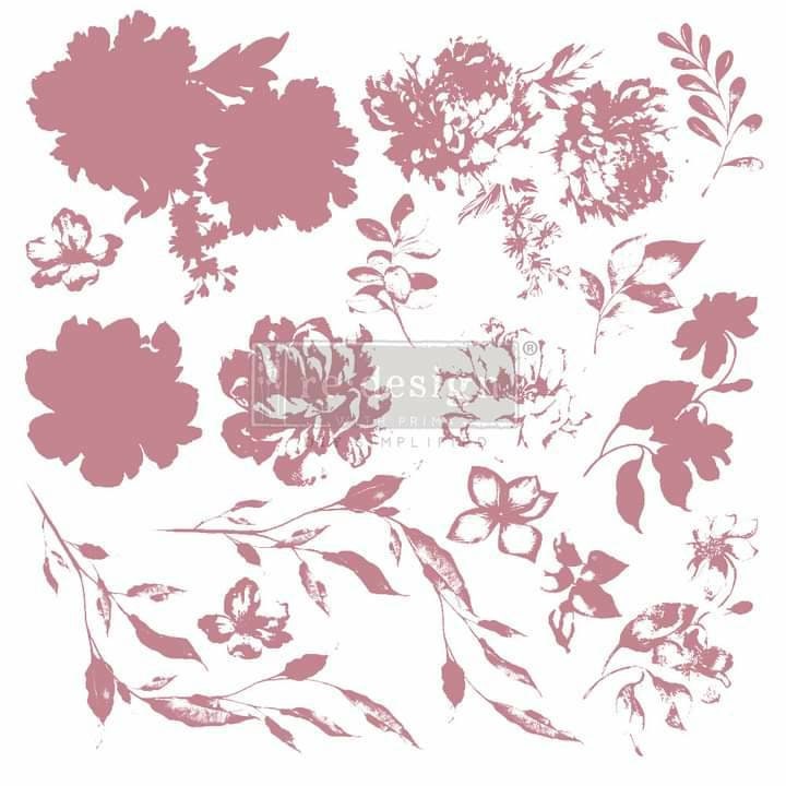 Redesign with Prima 12 x12 Clear Cling Decor Stamp - Sweet Blossoms