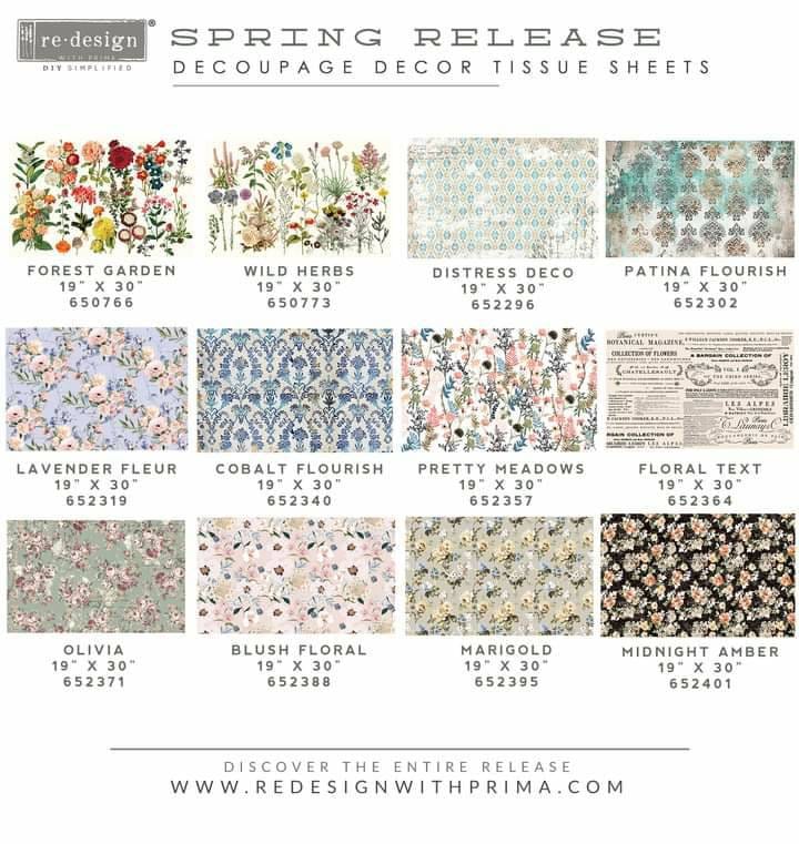 Redesign with Prima Decoupage Decor Tissue Paper - Super Decadent 19"x30 -