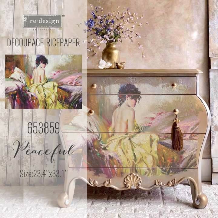 New! Redesign with Prima A1 Decoupage Rice Fine Art Decor Paper Peaceful 23.4"x33.1"