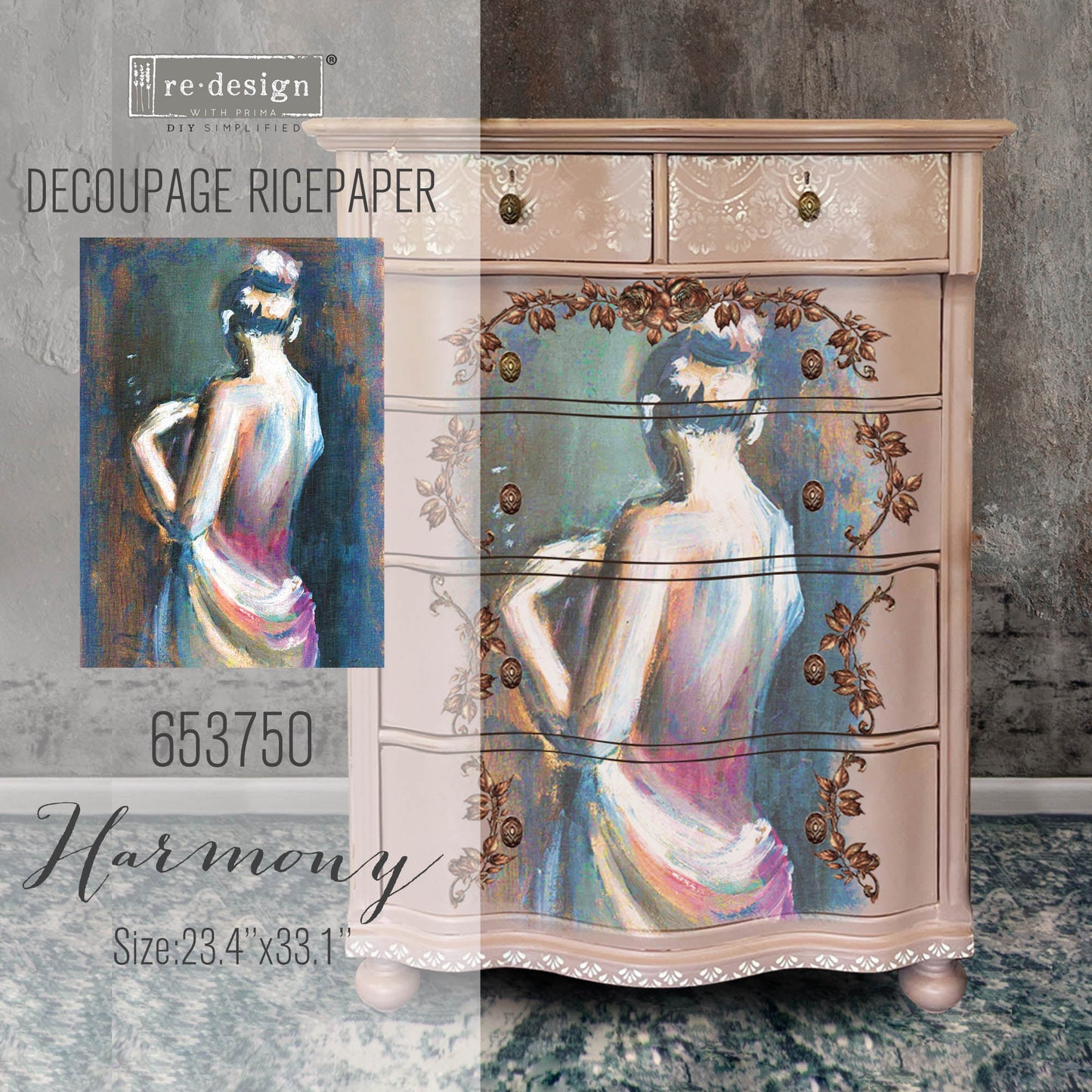 New! Redesign with Prima A1 Decoupage Rice Fine Art Decor Paper Harmony 23.4"x33.1"