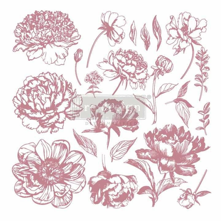 Redesign with Prima 12 x12 Clear Cling Decor Stamp - Linear Floral