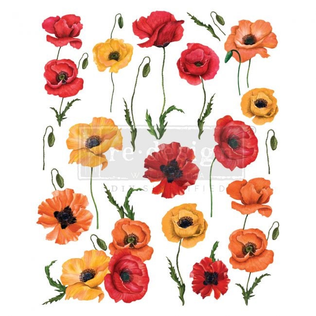 Rub on Furniture Transfer, Furniture Decal, Redesign with Prima, Poppy Gardens 25" x 32