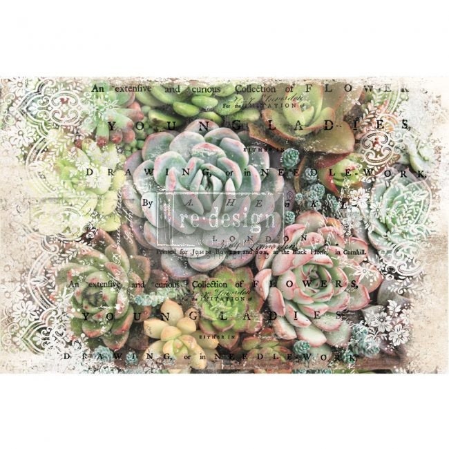 Redesign with Prima Decoupage Decor tissue Paper Succulant Zuri 19"x30"