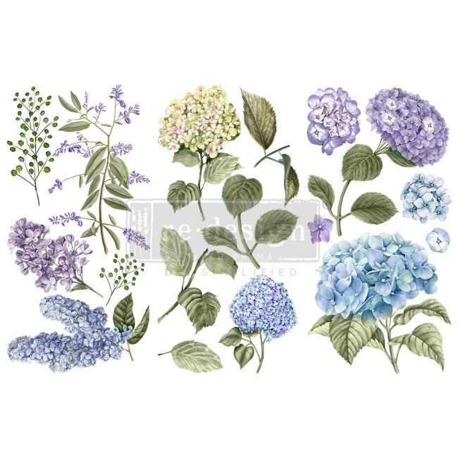 New - Mystic Hydrangea - Redesign with Prima - Rub on Small Transfer for furniture or Decor flower decal