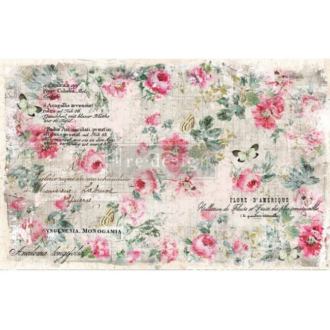 Redesign with Prima Decoupage Decor tissue Paper -  Floral Wallpaper 19"x30 - Same Day Shipping!