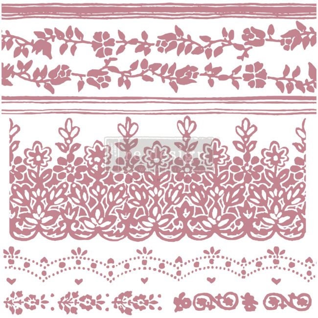 New! Floral Borders - Redesign with Prima 12 x12 Clear Cling Decor Stamp