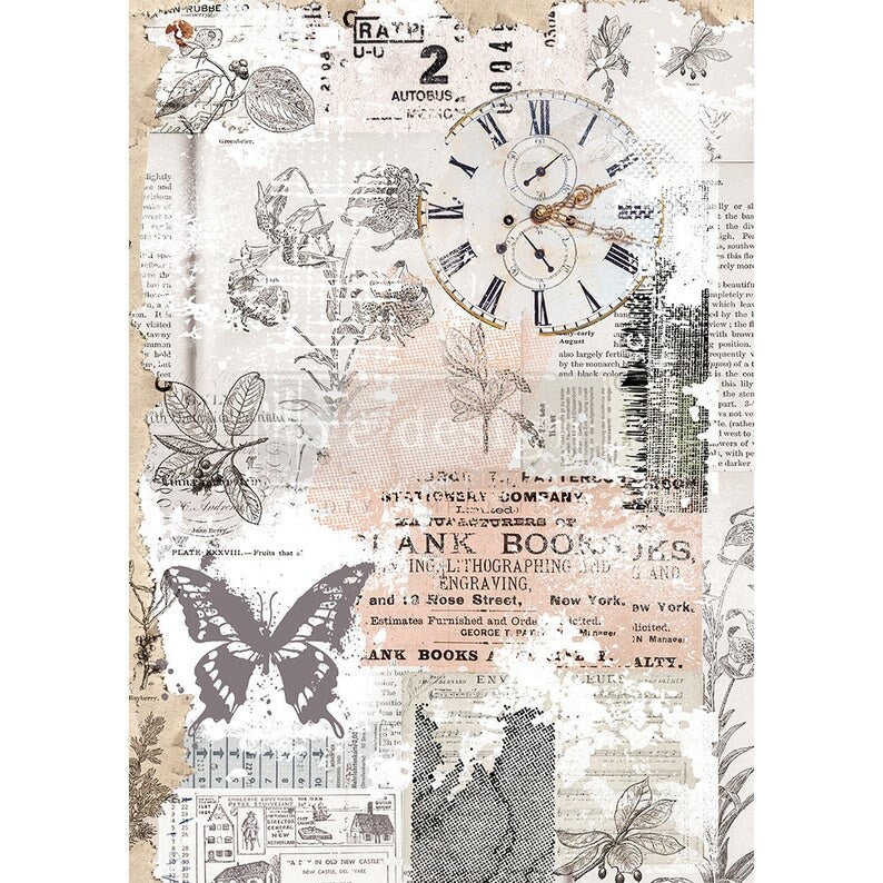 Redesign with Prima Decoupage Butterflies and Botanical Decor Rice Paper Herbs Memory 11.5"x16.25"