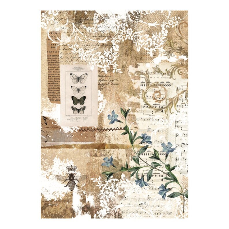 Redesign with Prima Decoupage Butterflies and floral Decor Rice Paper Botanical Sonata 11.5"x16.25"