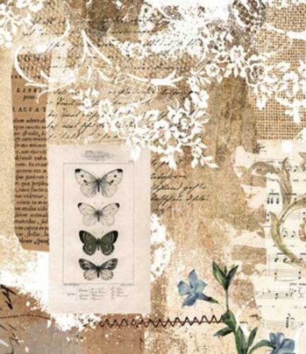 Redesign with Prima Decoupage Butterflies and floral Decor Rice Paper Botanical Sonata 11.5"x16.25"