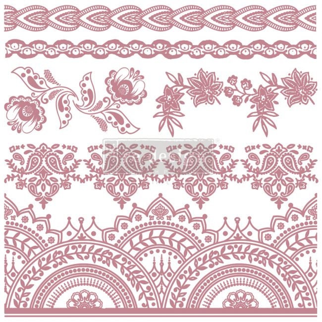 New! Bohemian Florals - Redesign with Prima 12 x12 Clear Cling Decor Stamp - 6 PCS