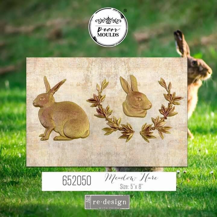 Silicone Mold - New! Meadow Hare - Redesign with Prima mold 5"x8" Silicone Decor Mould