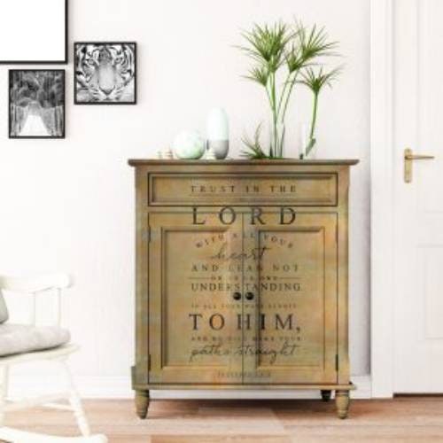 Rub on Furniture Transfer, Spiritual Faith Based Furniture Decal, Redesign with Prima, Trust In The Lord 24" x 32"