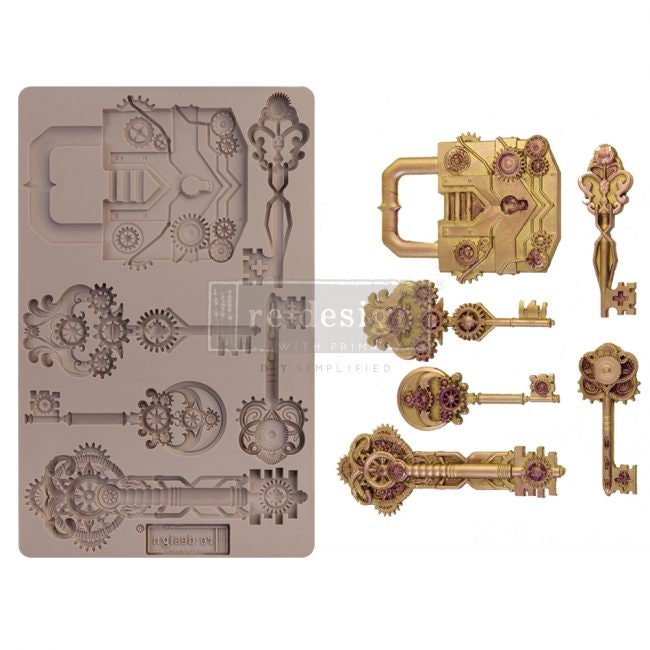 Silicone Mold - Redesign with Prima 5"x8" Silicone Decor Mould Mechanical Lock & Keys