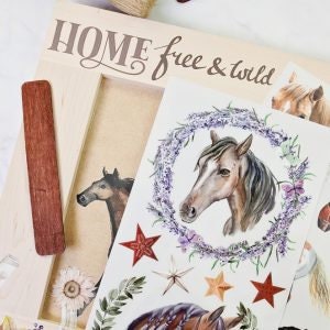 New -WILD SOUL- Redesign with Prima - Horse Farm Rub on Furniture Small Transfer -