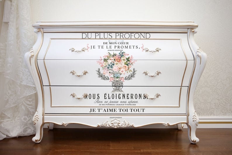 Rub on Furniture Transfer, Furniture Decal, Redesign with Prima Floral , New! ROYAL BOUQUET 24" x35"