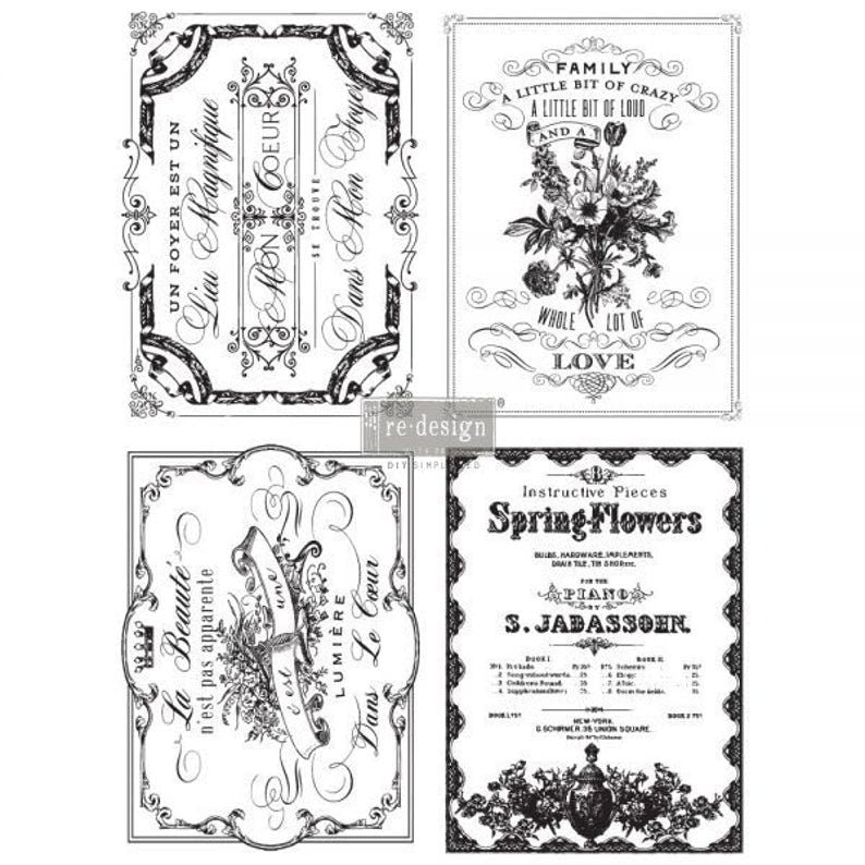 Rub on French Furniture Transfer,  Furniture Decal, Redesign with Prima, Spring Flowers 24" x 32"