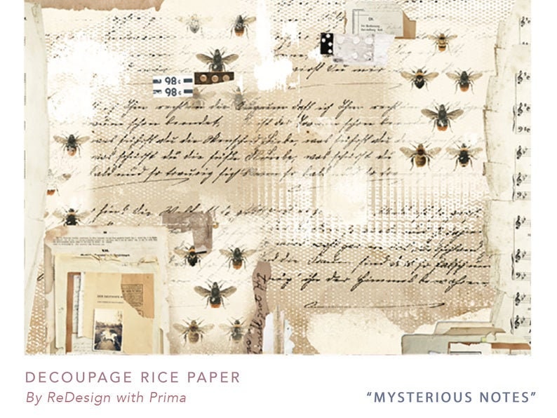 Redesign with Prima Decoupage Decor Rice Paper Mysterious Notes 11.5"x16.25"