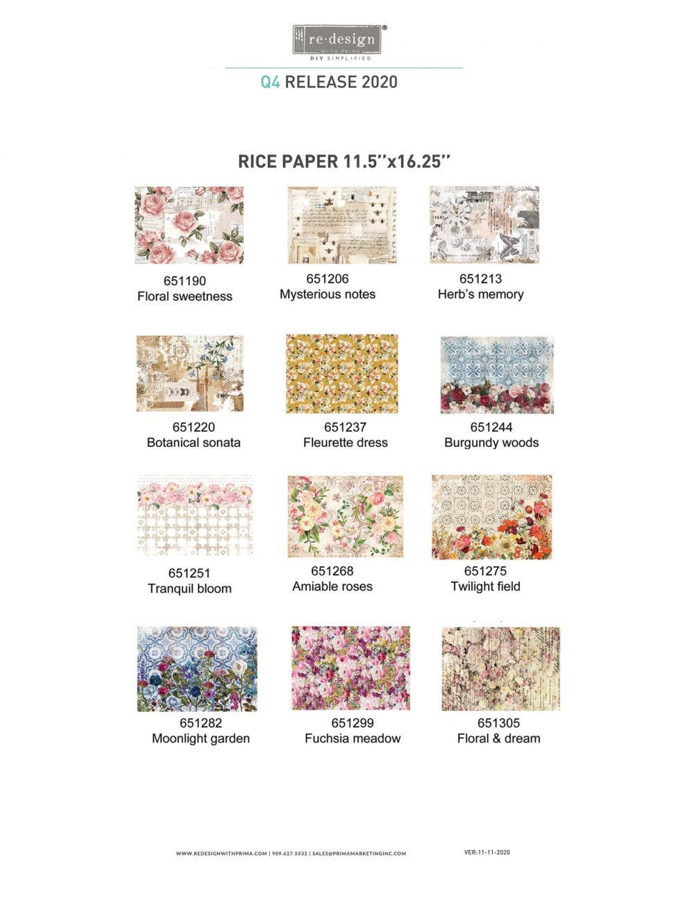 Redesign with Prima Decoupage Floral Decor Rice Paper Floral Sweetness11.5"x16.25"