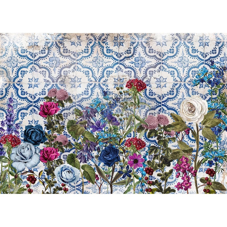 Redesign with Prima Decoupage Decor Rice Paper Moonlight Garden 11.5"x16.25"