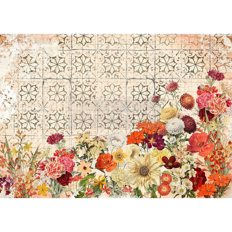 Redesign with Prima Decoupage Floral Decor Rice Paper Twilight Field 11.5"x16.25"