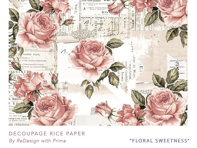 Redesign with Prima Decoupage Floral Decor Rice Paper Floral Sweetness11.5"x16.25"