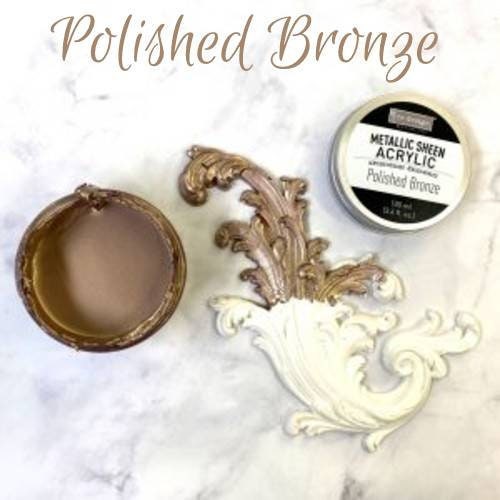 New! Metallic Sheen Acrylic Paint - POLISHED BRONZE - Re-Design with Prima - for Furniture, Decor, Art Stenciling  Silk Screening and More