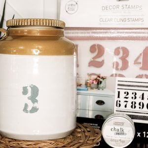 Redesign with Prima 12 x12 Clear Cling Decor Number and Grain sack stripe Stamp - Stripes