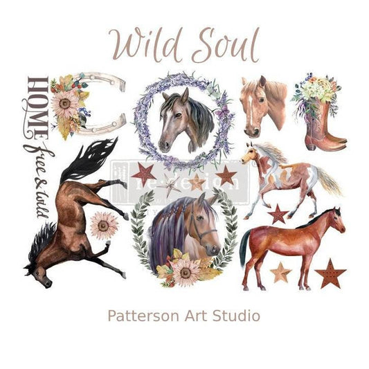 New -WILD SOUL- Redesign with Prima - Horse Farm Rub on Furniture Small Transfer -