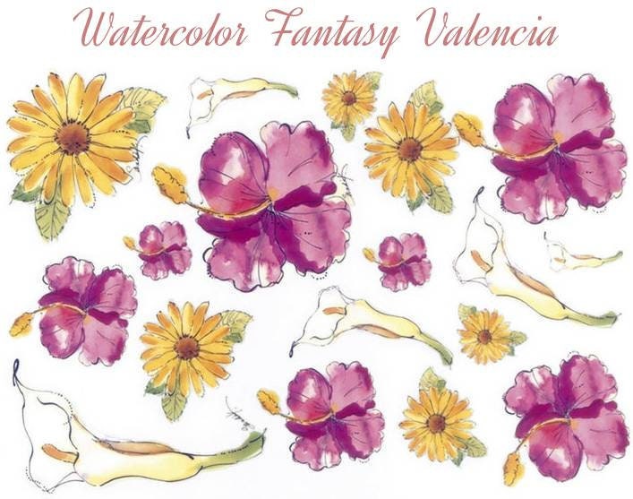 Redesign with Prima Rub on Furniture Small Transfer decal, Watercolor Fantasy Valencia 6"x9"