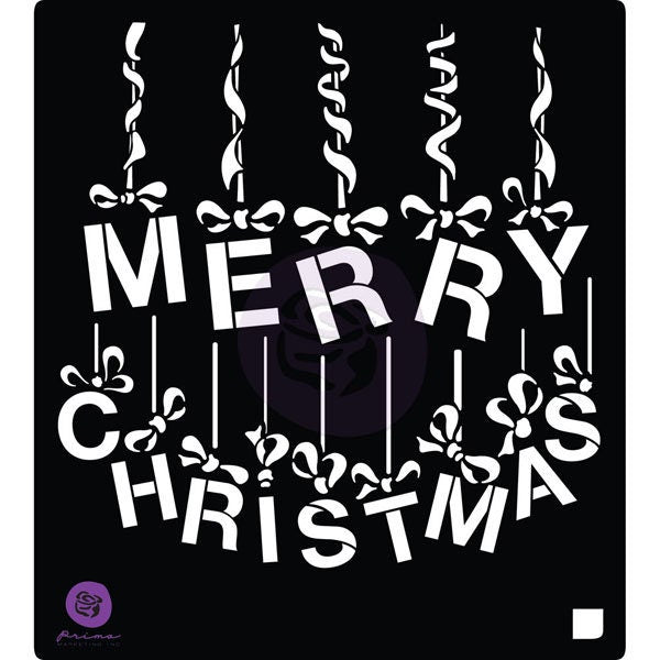 Redesign with Prima Reusable Holiday Furniture Decor Stencil- Merry Christmas  -  A VICTORIAN CHRISTMAS 6"x 6""