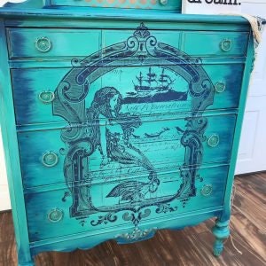 Rub on Furniture Transfer, Furniture Decal, Redesign with Prima, MERMAID 24" x35"