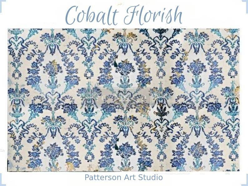 Redesign with Prima Decoupage Decor tissue Paper Cobalt Florish 19"x30"