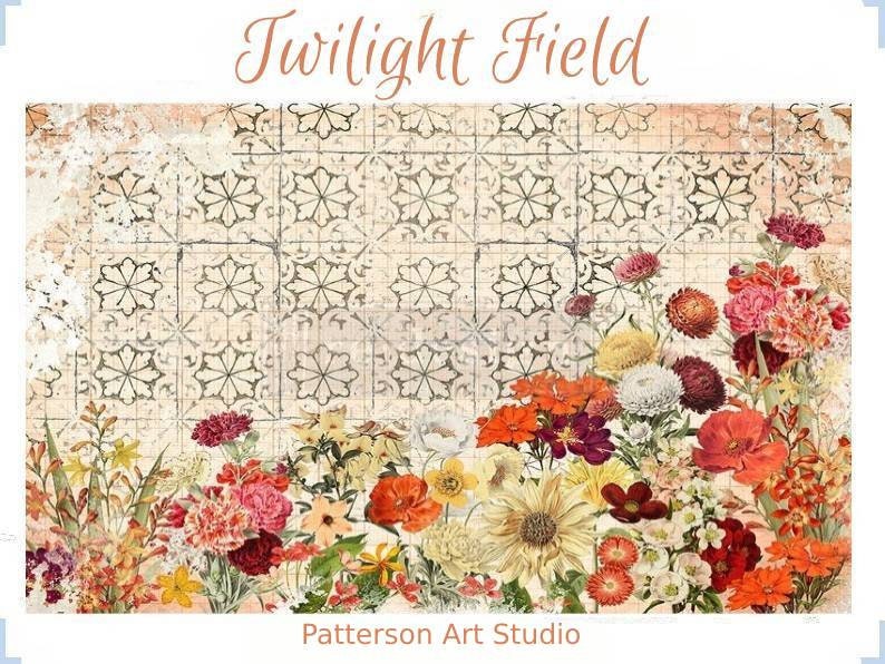 Redesign with Prima Decoupage Floral Decor Rice Paper Twilight Field 11.5"x16.25"