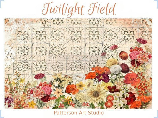 Redesign with Prima Decoupage Floral Decor Rice Paper Twilight Field 11.5"x16.25"