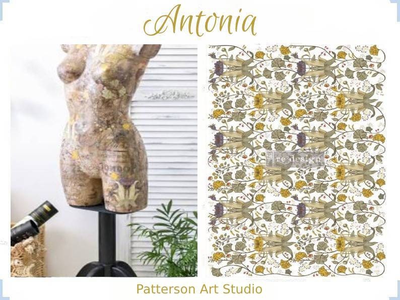 New! Rub on Furniture Transfer, Furniture Decal, Redesign with Prima Floral , ANTONIA 24" x35"