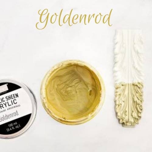 New! Metallic Sheen Acrylic Paint - GOLDENROD - Re-Design with Prima - for Furniture, Decor, Art Stenciling Silk Screening and More