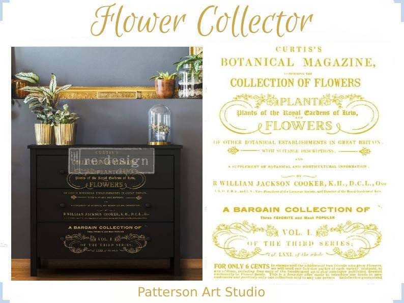 Rub on French Furniture Transfer,  Furniture Decal, Redesign with Prima, Flower Collector 23.4" x 34"