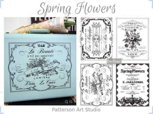 Rub on French Furniture Transfer,  Furniture Decal, Redesign with Prima, Spring Flowers 24" x 32"