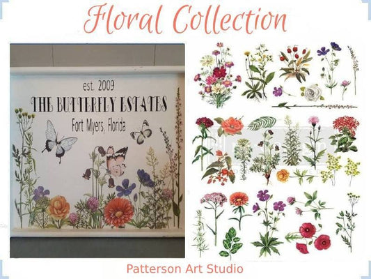 Rub on Furniture Transfer, Flower Furniture Decal, Redesign with Prima, Floral Collection 24" x35"